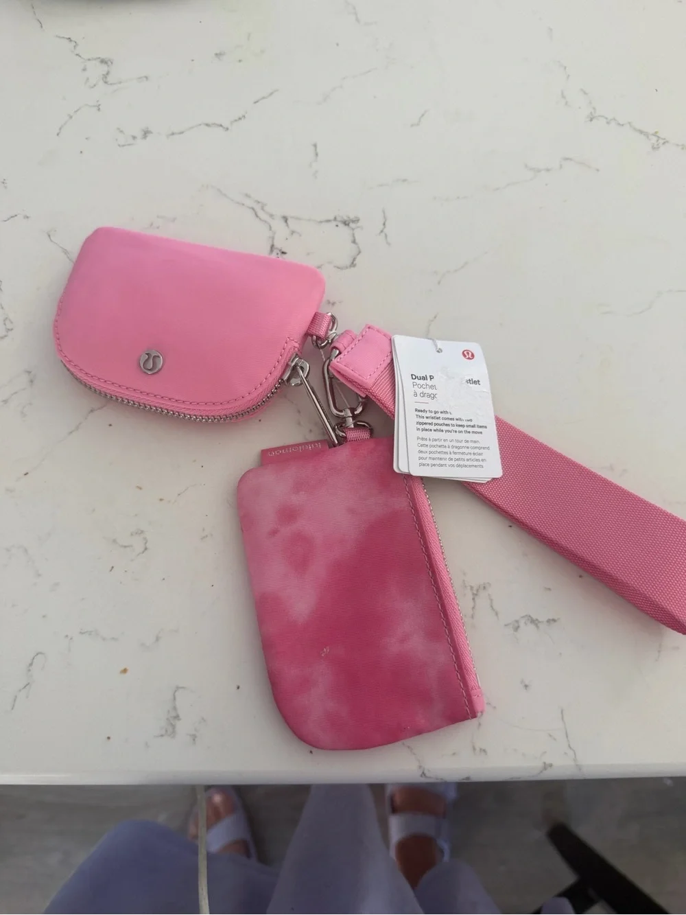 lululemon athletica Pink Dual Pouch Wristlet Strap